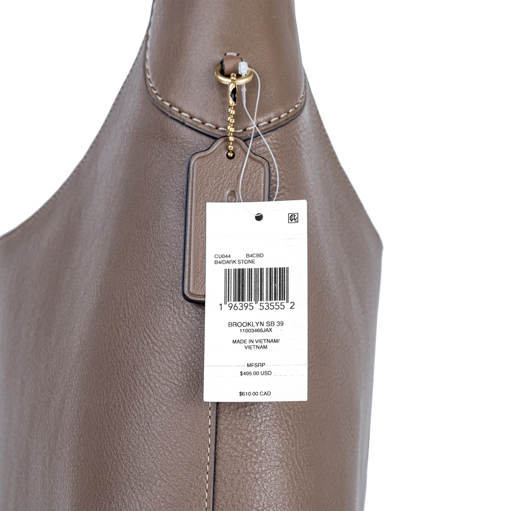 NWT COACH Brooklyn 39 Large Leather Shoulder Bag CU044 Dark Stone Tan $495 - Picture 5 of 11
